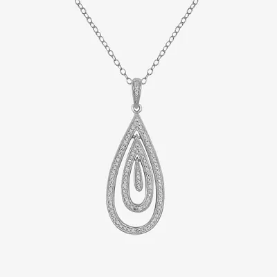 Womens 1/10 CT. T.W. Natural White Diamond Sterling Silver Pendant Necklaces