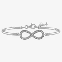 1/10 CT. T.W. Natural White Casted Diamond Sterling Silver Infinity Bangle Bracelet