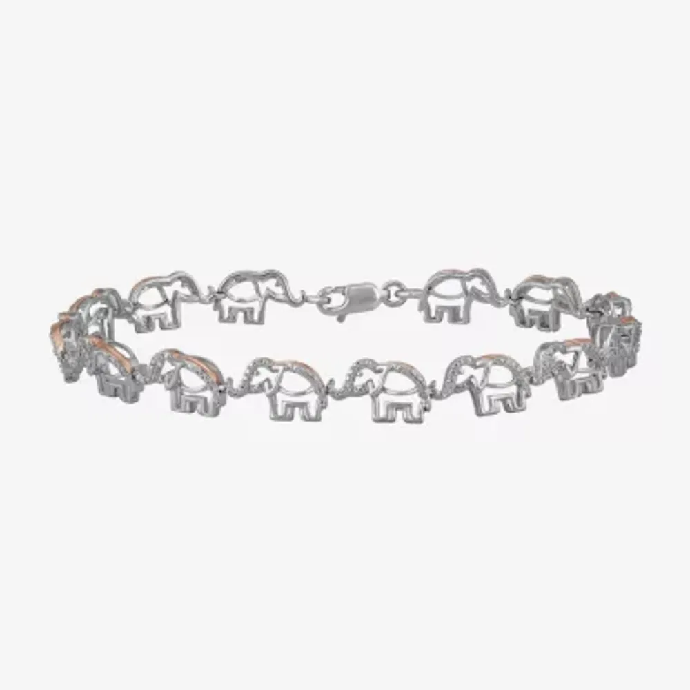Elephant 1/10 Ct.T.W. Womens 1/10 CT. T.W. Natural Diamond 14K Rose Gold Over Silver 7.5 Inch Tennis Bracelet