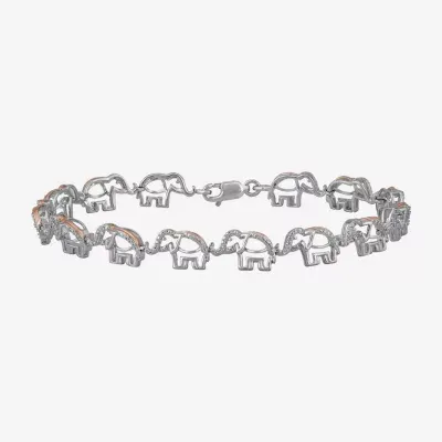 Elephant 1/10 Ct.T.W. Womens 1/10 CT. T.W. Natural Diamond 14K Rose Gold Over Silver 7.5 Inch Tennis Bracelet