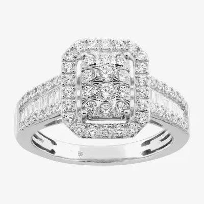 Signature By Modern Bride Womens 1 CT. T.W. Mined White Diamond 10K Gold Side Stone Halo Bridal Set