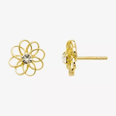 Itsy Bitsy Crystal Sterling Silver 11mm Flower Stud Earrings