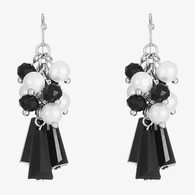 Mixit Silver Tone Simulated Pearl Round Drop Earrings