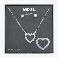 Mixit Silver Tone Pendant Necklace & Stud Earrings 2-pc. Heart Jewelry Set