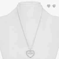 Mixit Silver Tone Mom Pendant Necklace & Stud Earrings 2-pc. Heart Jewelry Set