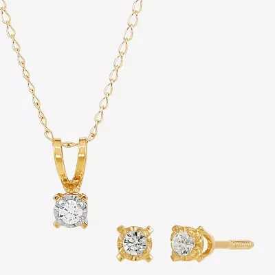 Natural White Diamond 14K Gold Round 2-pc. Jewelry Set