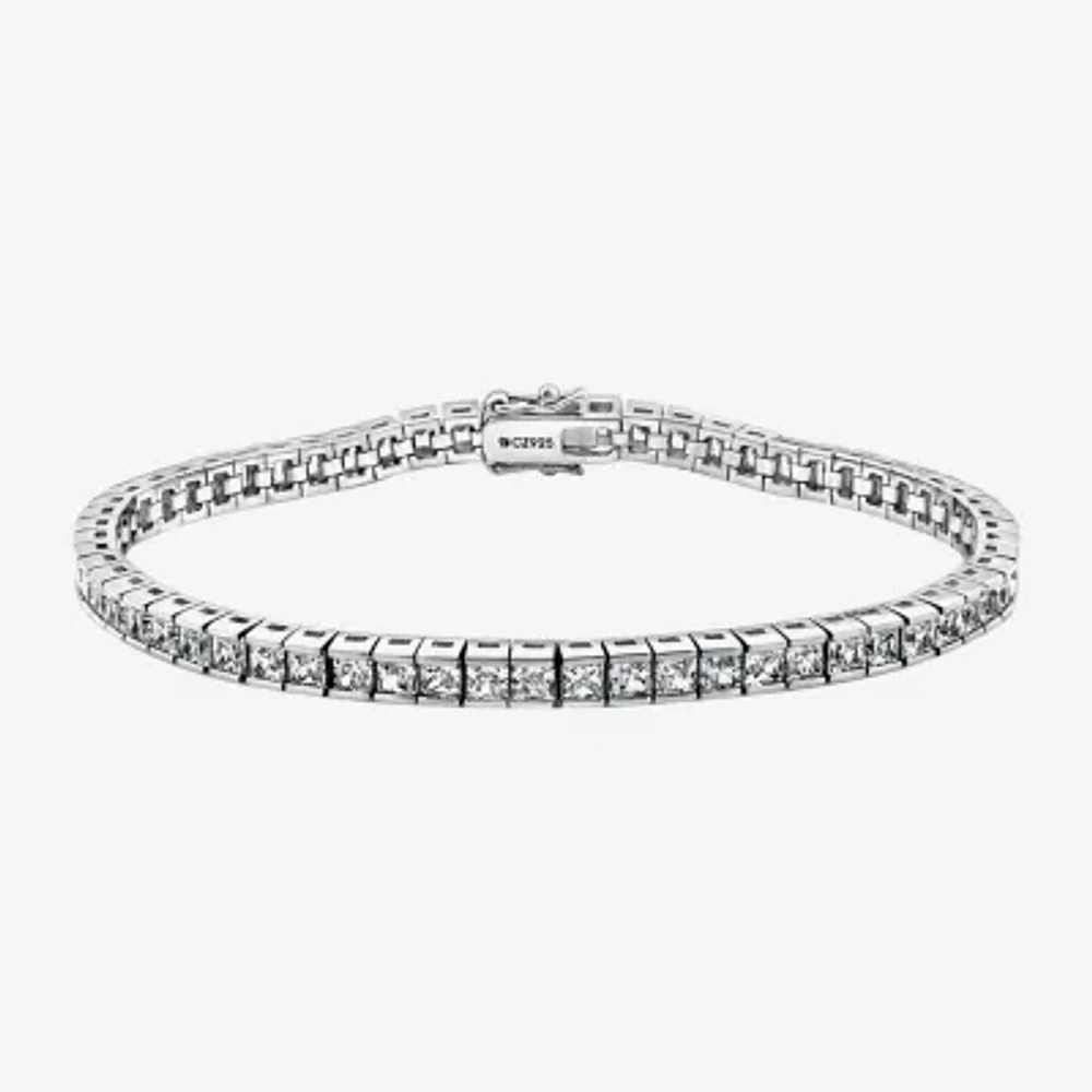 Diamonart White Cubic Zirconia Sterling Silver 7.25 Inch Tennis Bracelet