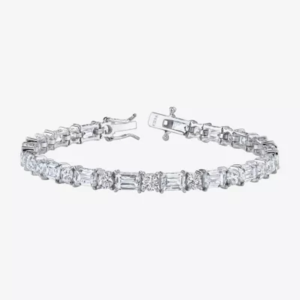 Diamonart Womens Cubic Zirconia Sterling Silver 7.25 Inch Tennis Bracelet