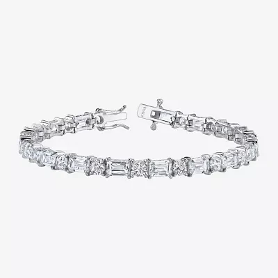 Diamonart Womens Cubic Zirconia Sterling Silver 7.25 Inch Tennis Bracelet