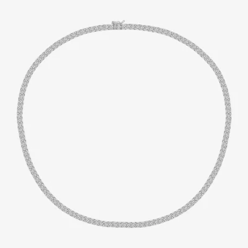 Diamonart Womens White Cubic Zirconia Sterling Silver Round Tennis Necklaces