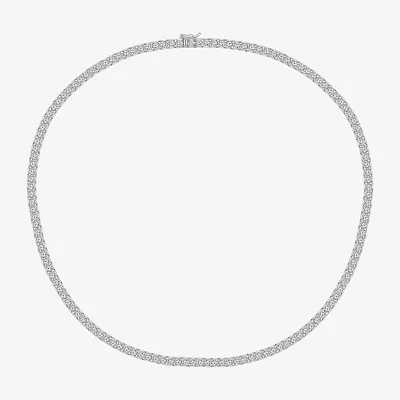 Diamonart Womens White Cubic Zirconia Sterling Silver Round Tennis Necklaces