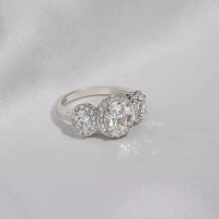 Diamonart Womens White Cubic Zirconia Sterling Silver Side Stone -Stone Engagement Ring