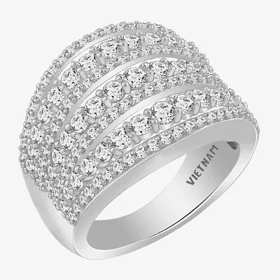 Diamonart White Cubic Zirconia Sterling Silver Band