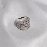 Diamonart White Cubic Zirconia Sterling Silver Band