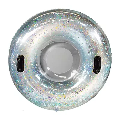 Pool Candy Deluxe Silver Glitter Inflatable Snow Sled