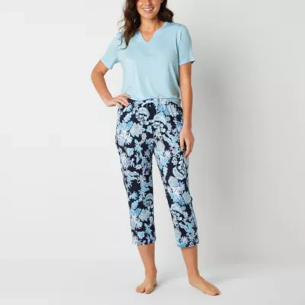 Liz Claiborne Cool and Calm Womens 2-pc. Short Sleeve Capri Pajama Set