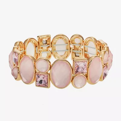 Monet Jewelry Glass Oval Square Stretch Bracelet