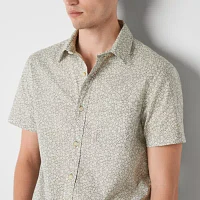 mutual weave Mens Regular Fit Short Sleeve Button-Down Shirt