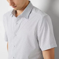 Stylus Mens Regular Fit Short Sleeve Printed Button-Down Shirt