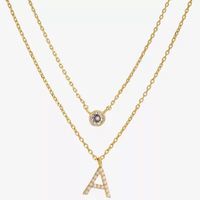 Sparkle Allure Initial Simulated Pearl 14K Gold Over Brass 16 Inch Link Strand Necklace