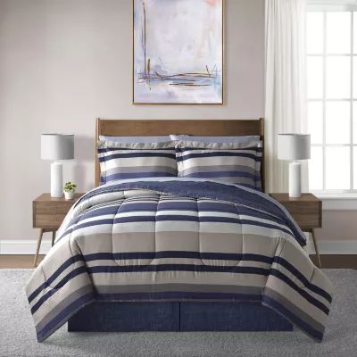 Lanwood Home Xavier Stripe 8-pc. Midweight Comforter Set