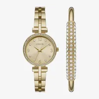 Geneva Ladies Womens Crystal Accent Gold Tone 2-pc. Watch Boxed Set Fmdjset067