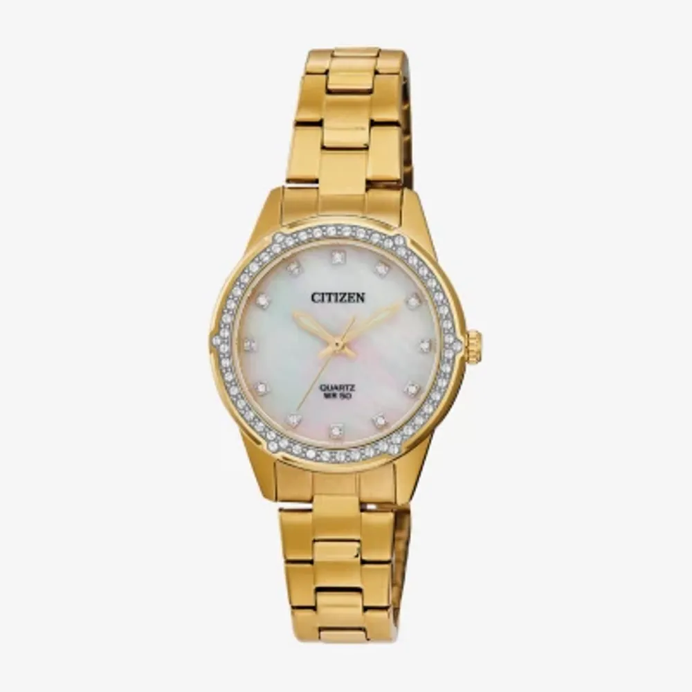 Citizen Womens Crystal Accent Gold Tone Stainless Steel Bracelet Watch Er0222-56d