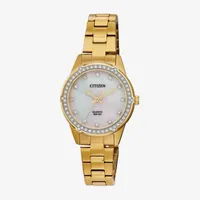 Citizen Womens Crystal Accent Gold Tone Stainless Steel Bracelet Watch Er0222-56d