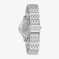 Bulova Womens Crystal Accent Silver Tone Stainless Steel Bracelet Watch 96l297