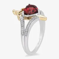 Enchanted Disney Fine Jewelry Villains Evil Queen Womens 1/10 CT. T.W. Genuine Red Garnet 10K Gold Over Silver Heart Princess Cocktail Ring