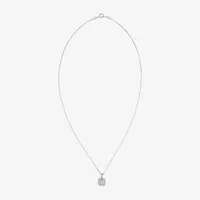 Diamond Blossom Womens 1/ CT. T.W. Natural White Diamond 10K White Gold Square Pendant Necklace