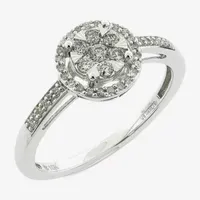 Diamond Blossom Womens 1/ CT. T.W. Natural 10K Gold Halo Cocktail Ring