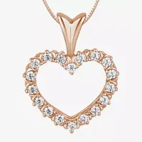 Womens 1/4 CT. T.W. Natural White Diamond 10K or Yellow Gold Heart Pendant Necklace