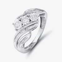 Love Lives Forever 1/2 CT.T.W. Round White Natural Diamond 10K Gold 3-Stone Ring