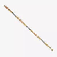 10K Tri-Color Gold 4.83mm Hollow Stampato Link Bracelet 