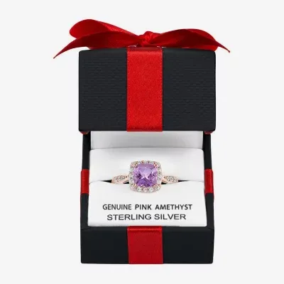 Yes, Please! Womens Genuine Purple Amethyst 14K Rose Gold Over Silver Cocktail Ring