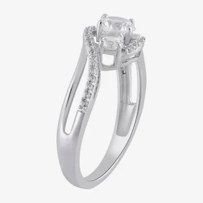 Yes, Please! Womens Lab Created White Sapphire Sterling Silver 3-Stone Bypass  Cocktail Ring