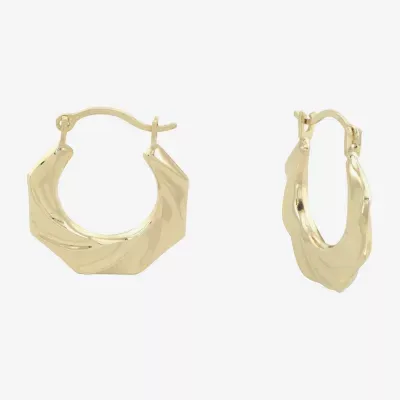 Womens 14K Gold 13.5mm Round Hoop Earrings