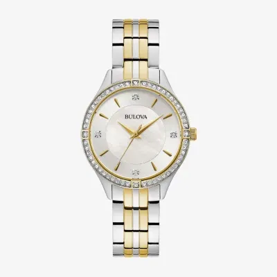 Bulova Unisex Adult Crystal Accent Two Tone Stainless Steel Bracelet Watch 98l273