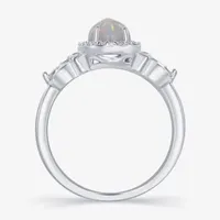 Enchanted Disney Fine Jewelry 1/10 CT. T.W. Diamond & Lab-Created Opal Sterling Silver Cocktail Ring