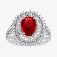 Womens Lab Created Ruby Sterling Silver Cocktail Ring