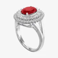 Womens Lab Created Ruby Sterling Silver Cocktail Ring