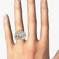 Diamond Blossom Womens 4 CT. T.W. Natural White 14K Gold Cluster Cocktail Ring