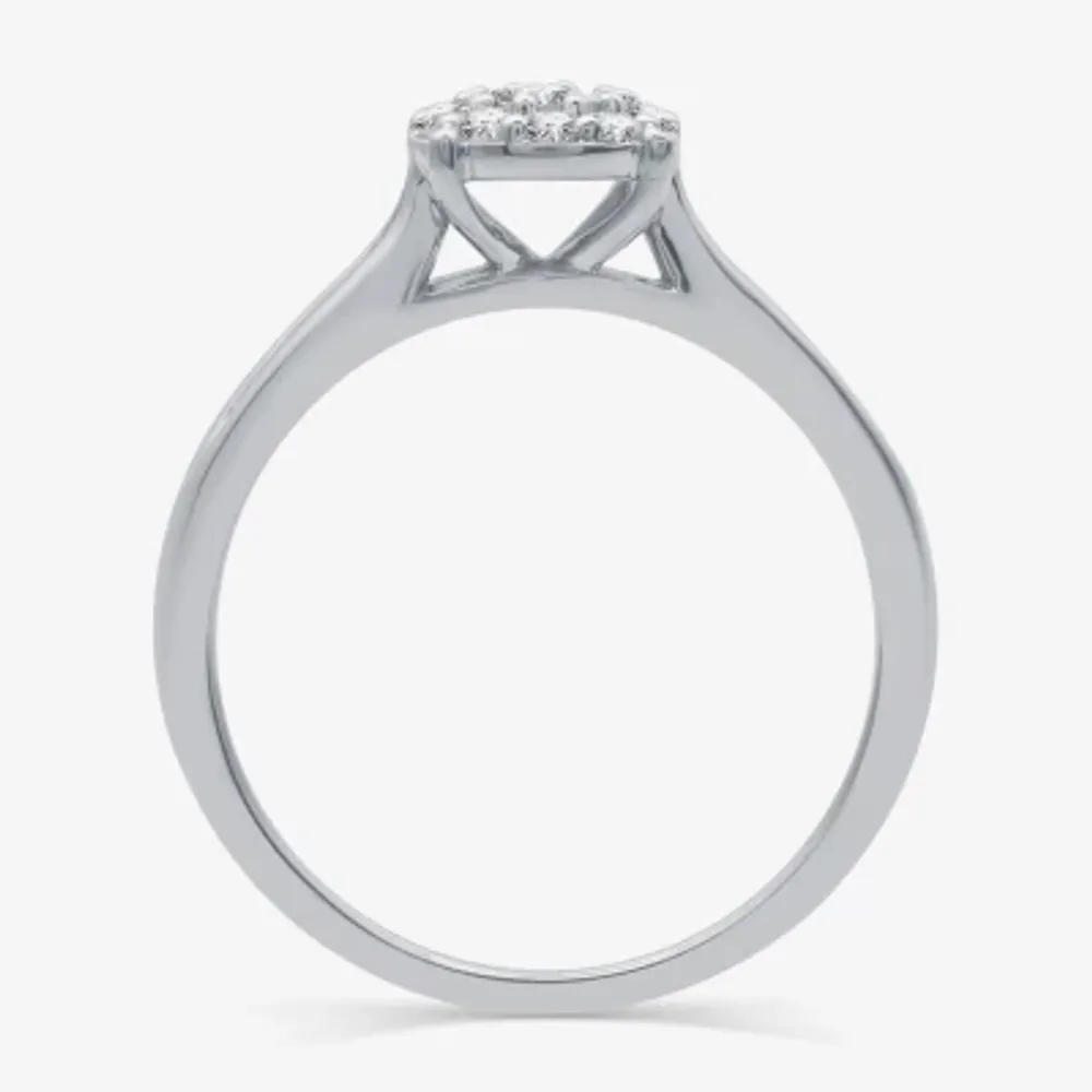 I Said Yes (H-I / I1) Womens 3/8 CT. T.W. Lab Grown White Diamond Sterling Silver Round Side Stone Halo Bridal Set