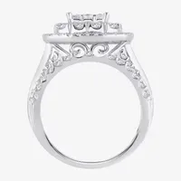 Womens 2 CT.T.W. Natural Diamond 10K or 14K White Gold Cushion Halo Bridal Set