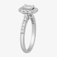 Signature By Modern Bride (H-I / Si2) Womens 1 CT. T.W. Lab Grown White Diamond 10K Gold Side Stone Halo Engagement Ring