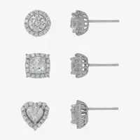 DiamonArt® 4 CT. T.W. White Cubic Zirconia Sterling Silver Round Earring Set