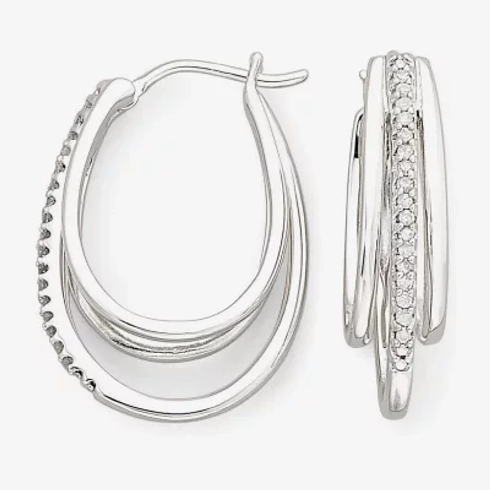 1/10 CT. T.W. Sterling Silver Diamond Multi Hoop Earrings