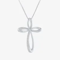 Womens / CT. T.W. Natural White Diamond Sterling Silver Cross Pendant Necklace