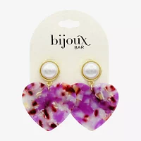 Bijoux Bar Gold Tone Simulated Pearl Heart Drop Earrings